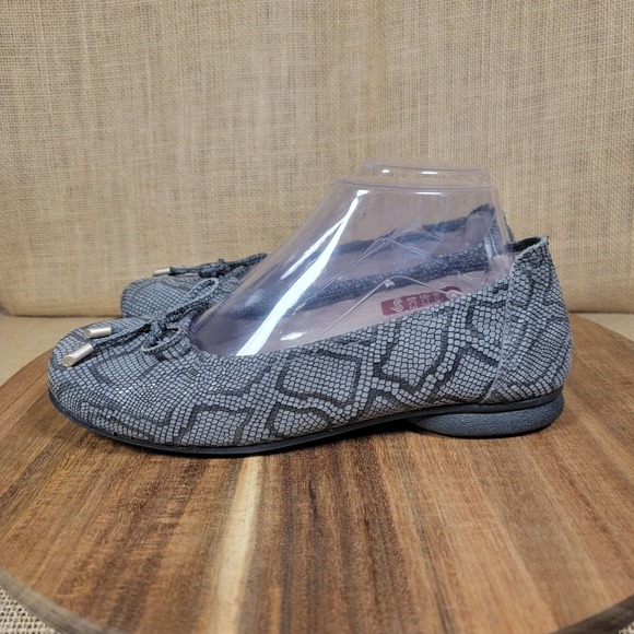 Sabrinas Ballet Flats Gray Snake Print‎ Leather Slip On Shoes EU Size 38 US 8 - Picture 4 of 10